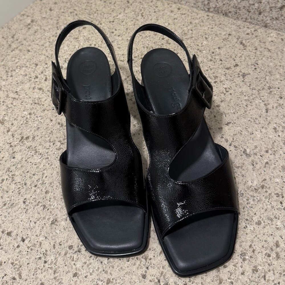 $398 Paul Green Tanya Slingback Sandal, Black Patent, Women's 10 US NEW